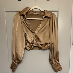 Altar'd State Satin Gold Blouse